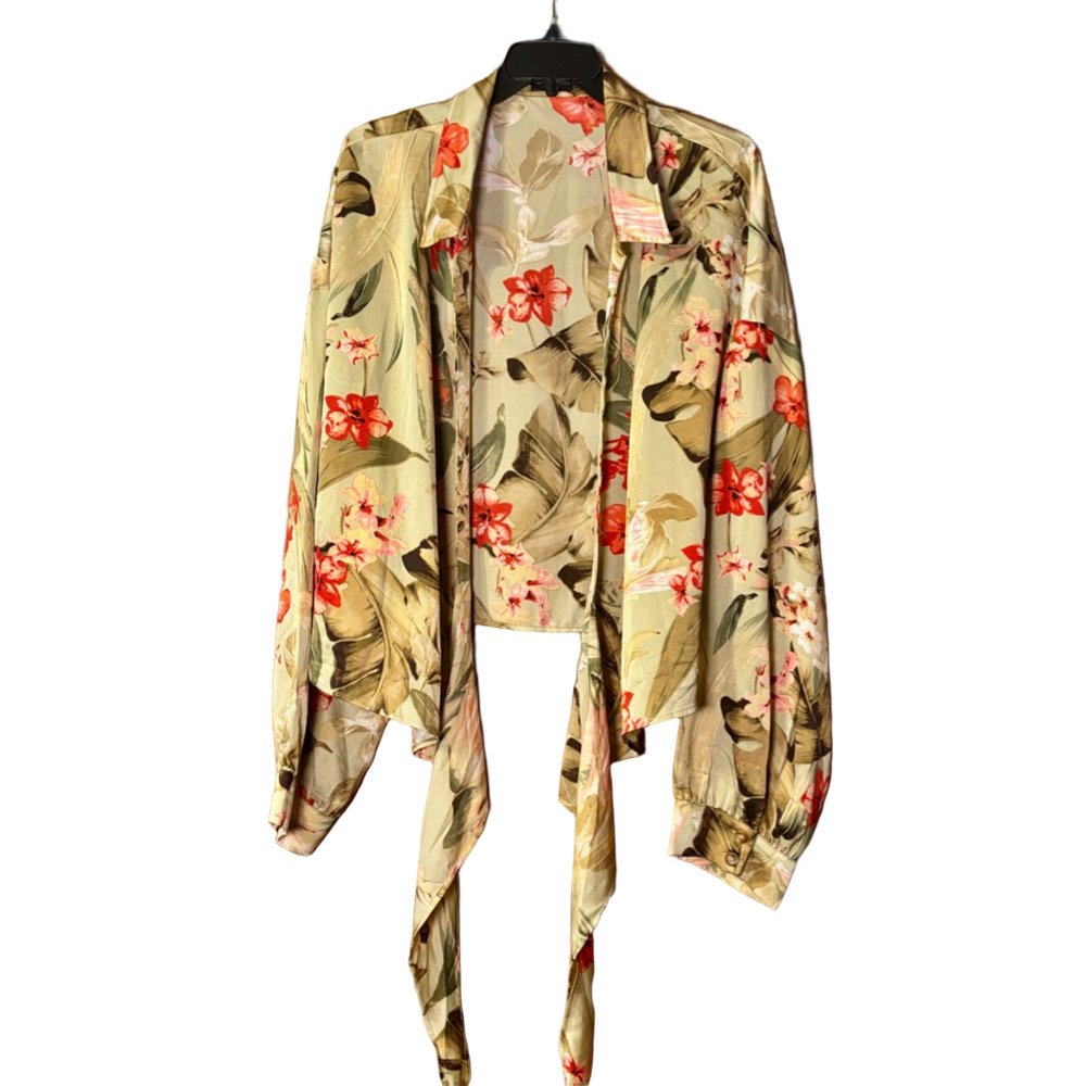 PrettyLittleThing Floral Drape Jacket Plus Size 26 Kimono Style Tropical